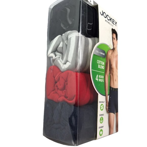 New NWT JOCKEY Active Blend Men's Boxer Briefs. Cotton Blend. Size Small 4 Pack - Picture 2 of 5